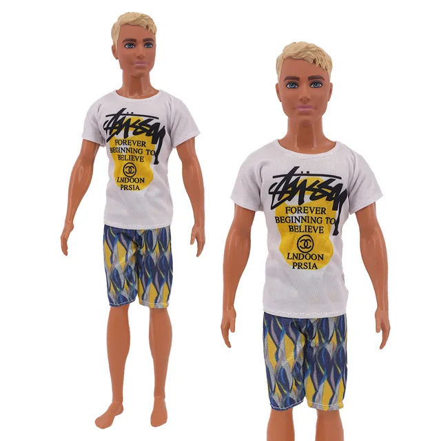Handmade Ken Doll Clothes Tshirt + Trousers For Barbie Dress