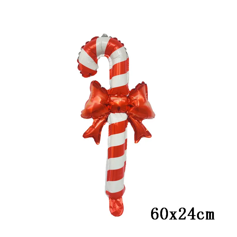 50pcs Christmas Inflatable Stick Cane Candy Elk Head Gingerbread Man Snowman Handheld Balloon Birthday Party Banquet Supplies