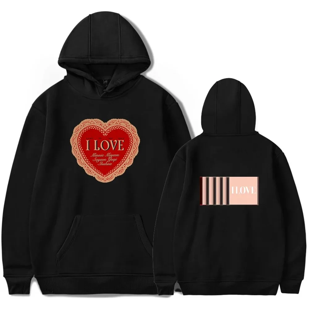 Men and Women GIDLE Hoodie Album I Love Music NXDE Hoodies, Korean Couples Loose Sweater, Casual G-DLE Hooded Fans Pullover,