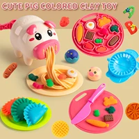 Cartoon Cute Pig Noodle Machine Clay Set Game Noodle Machine Multiple Molds Knife Fork Clay Set Toys " 1