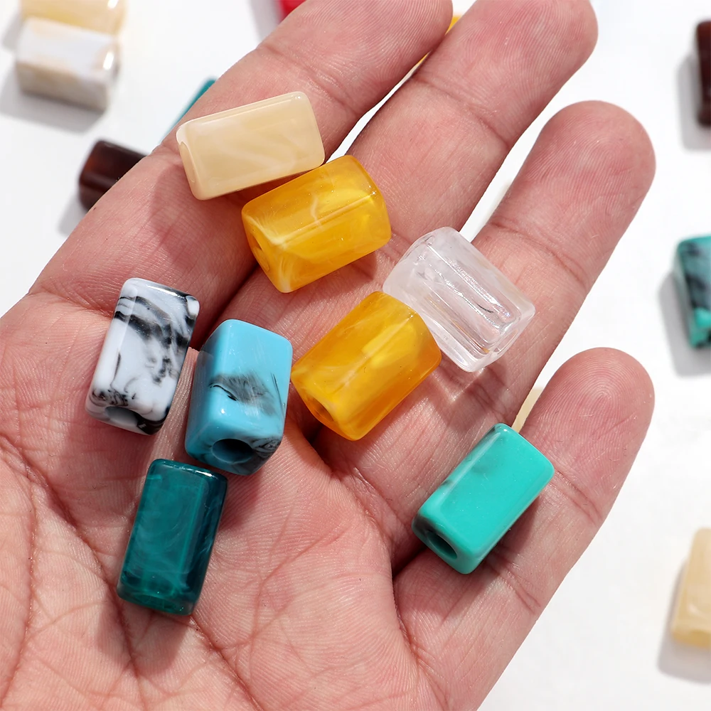 Elegant Marble Resin Geometric Beads for DIY Jewelry Crafting - 20 Piece Set