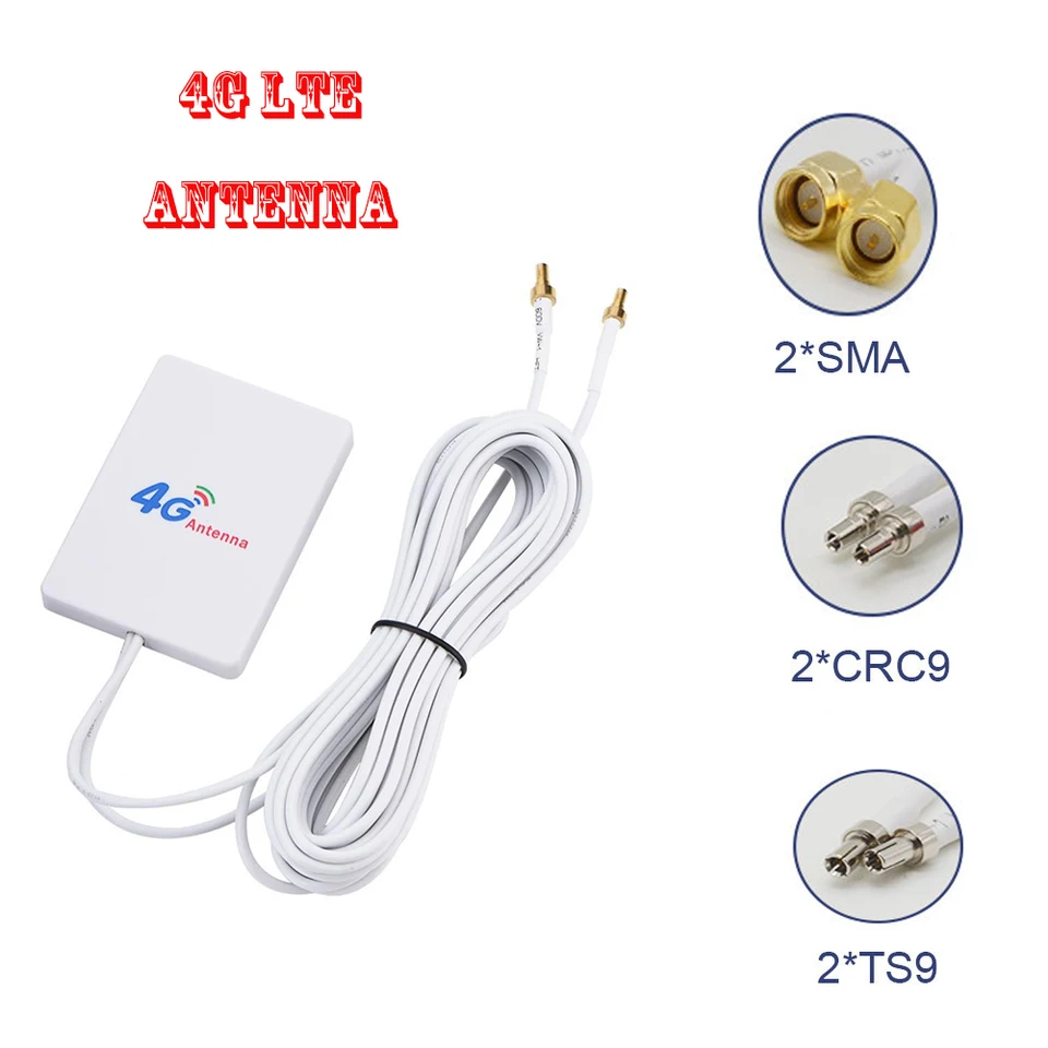 Antena externa 4G LTE Dual SMA Crc9/ conector omnidireccional, para módem  enrutador 3G 4G, amplificadores de señal de antena exterior Sunnimix Antena  externa