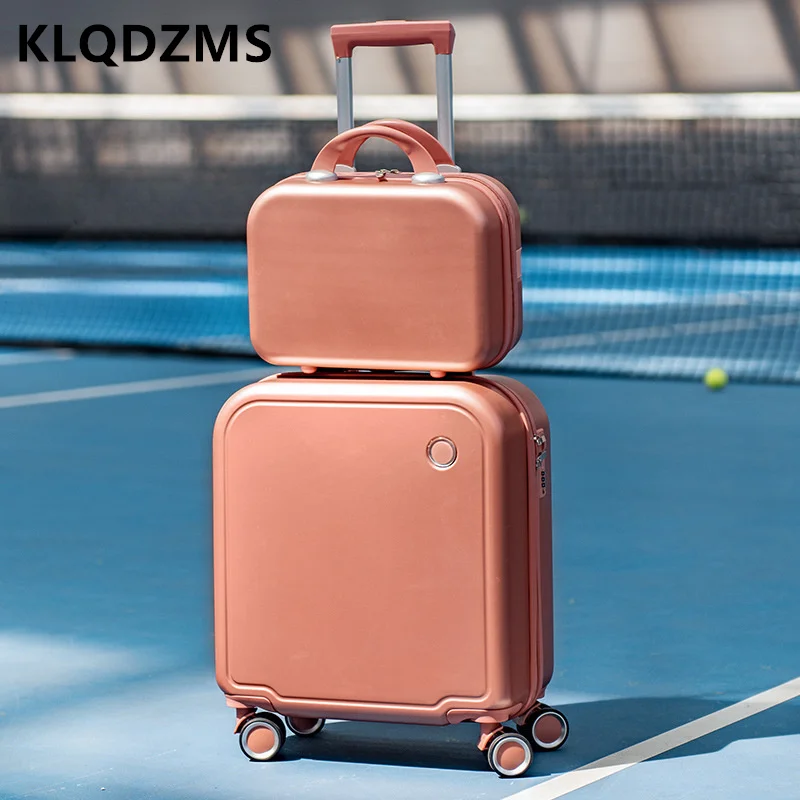 

KLQDZMS 18" Inch High-quality Student Boarding Cases for Men and Women Universal Luggage Carry-on with Wheels Rolling Suitcase