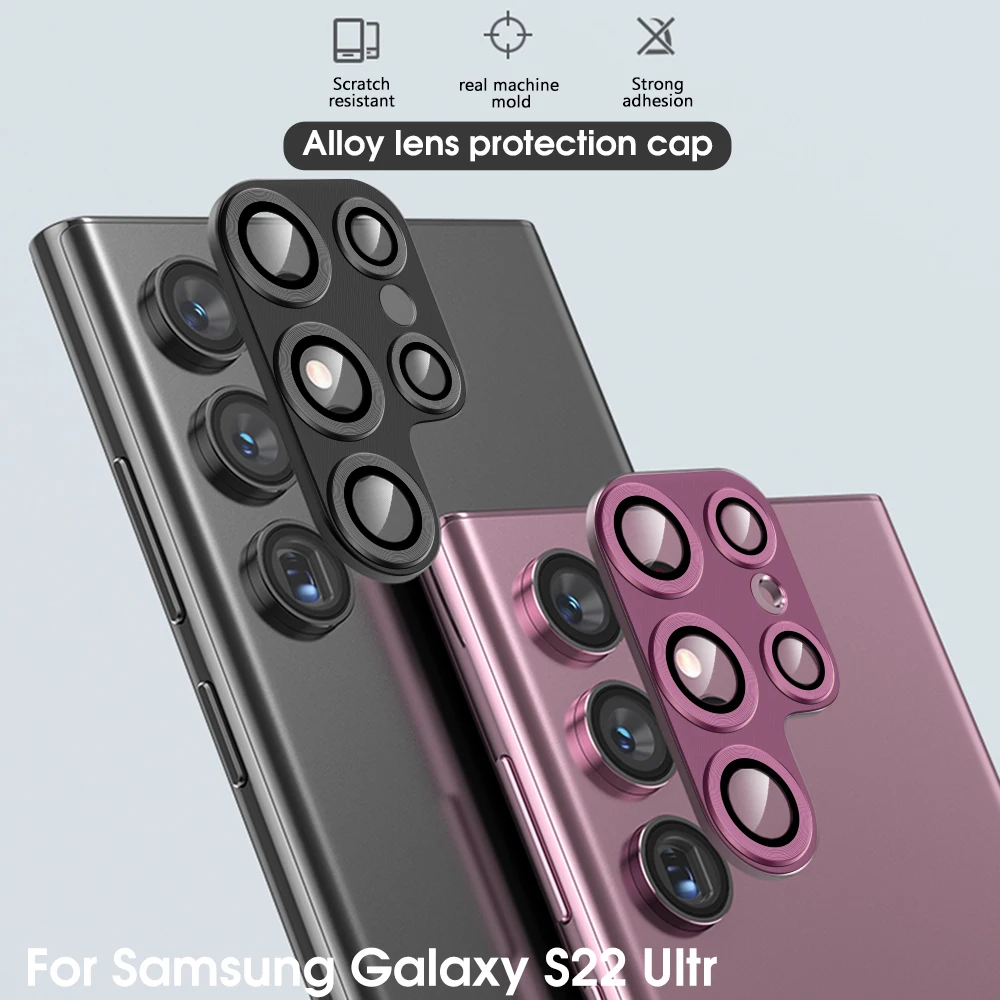 Samsung Galaxy S22 için Ultra Kamera Lens Koruyucu Alüminyum Alaşımlı Metal Kamera filmi S22ultra S22 Telefon Aksesuarları_voghion.com