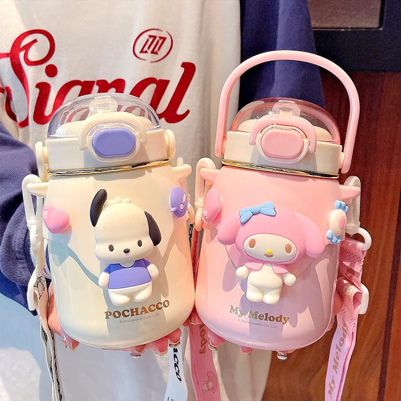 

Kuromi Kuromi Students, Children And Girls Genuine Straw Stainless Steel Thermos Cup High-value Water Cup The Best Gift