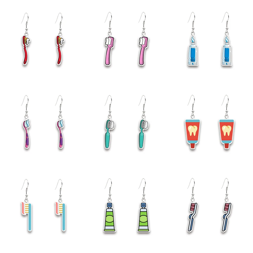 W New Acrylic Earrings Toothbrush New Accessories For Women Colorful Cute Earrings Fashion Jewelry