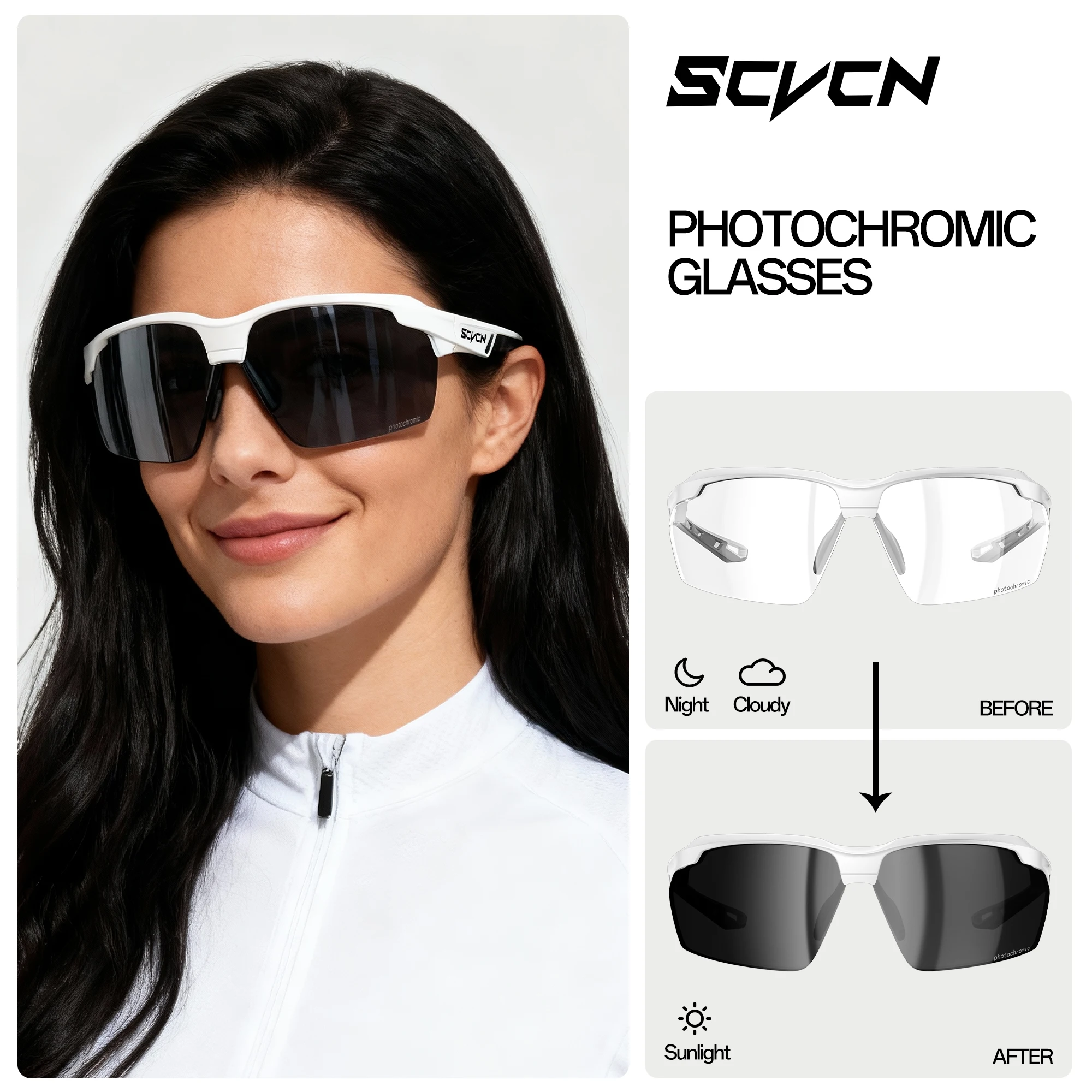 Photochromic Sports Sunglasses - Unisex UV400 Cycling & Running Eyewear
