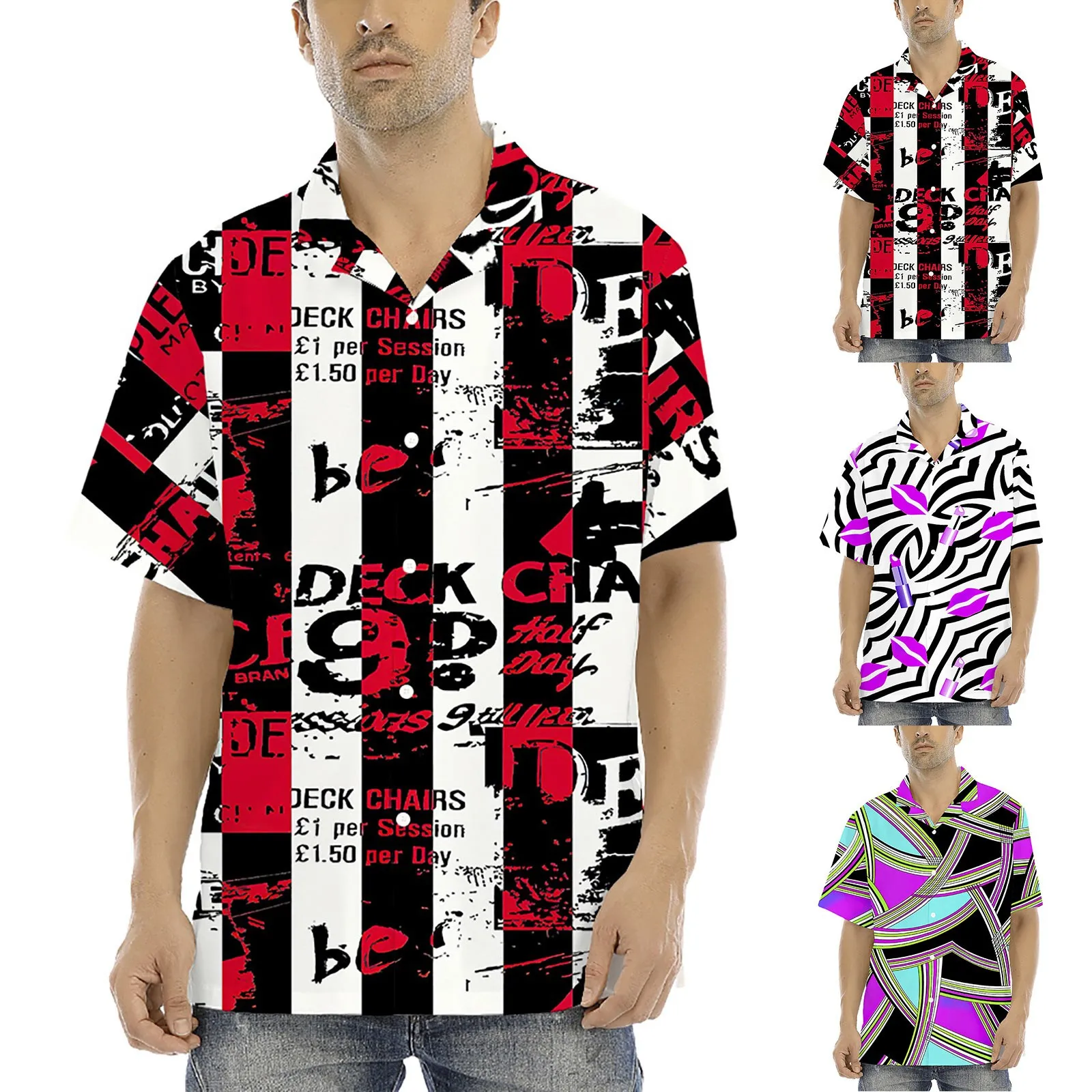 

Рубашка мужская с логотипом на заказ, Повседневная пляжная одежда с коротким рукавом, на пуговицах, пляжная одежда в европейском стиле с 3d-цифровым принтом