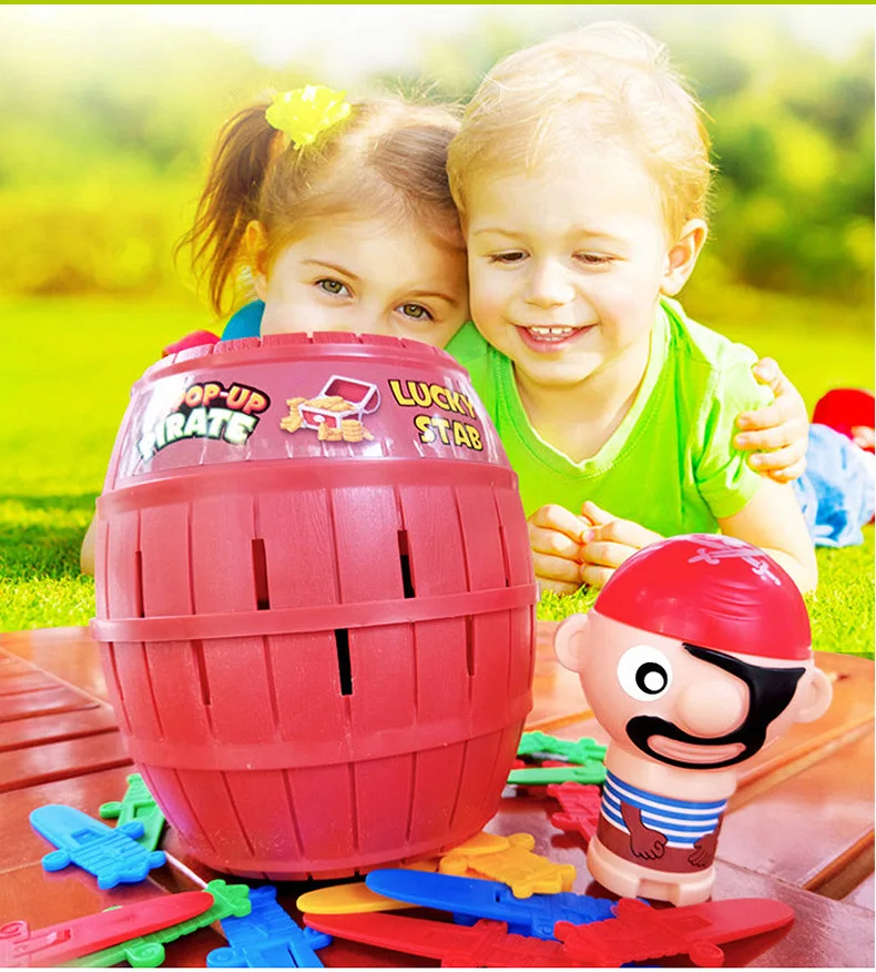 S1af167ce276041e9ba75c3a9f7dbb57bO New Funny Pirate Barrel Toys Lucky Game Jumping Pirates Bucket Sword Stab Pop Up Tricky Toy Family Jokes For Child Kid Gift