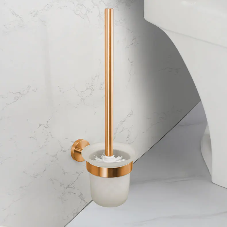 Brushed Rose Gold Bathroom Accessories Toilet Brush Paper Holder Towel Rail Rack Bar Hooks Toothbrush Holder Stainless Steel