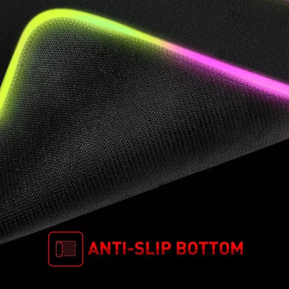 Colorful Glow RGB Mousepad with LED Backlight - Black & Red Cloud Kawaii Non-slip Desk Mat 40x90cm