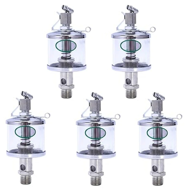 5PCS 50ML Engine Oil Gravity Drip Injectors, Needle Valve Oil Cups, Glass Cups, Machine Tool Cups Easy Install