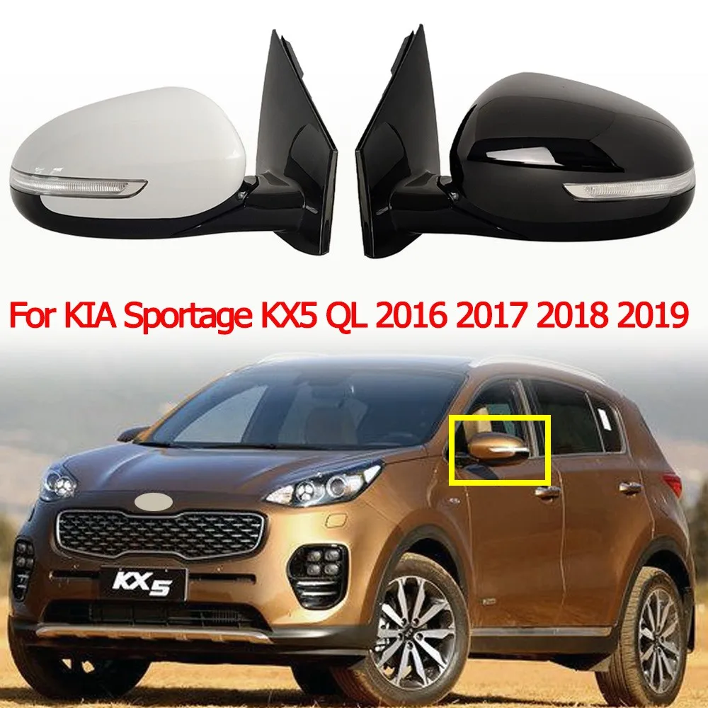 

Car 5/8 Wires Outside Rear View Mirror Assembly For KIA Sportage KX5 QL 2016 2017 2018 2019 Electric Lens Adjustment Turn Signal