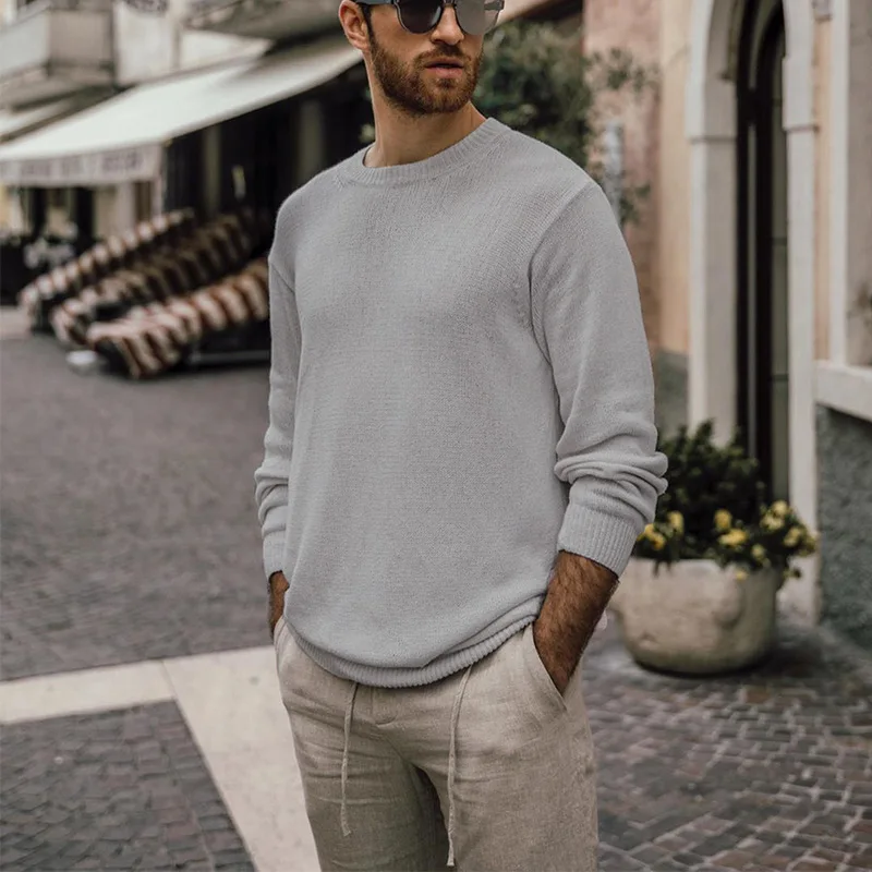 Men's Sweater Autumn And Winter Look At Europe And The United States Simple Pullover Fashion Casual Large Size Sweater