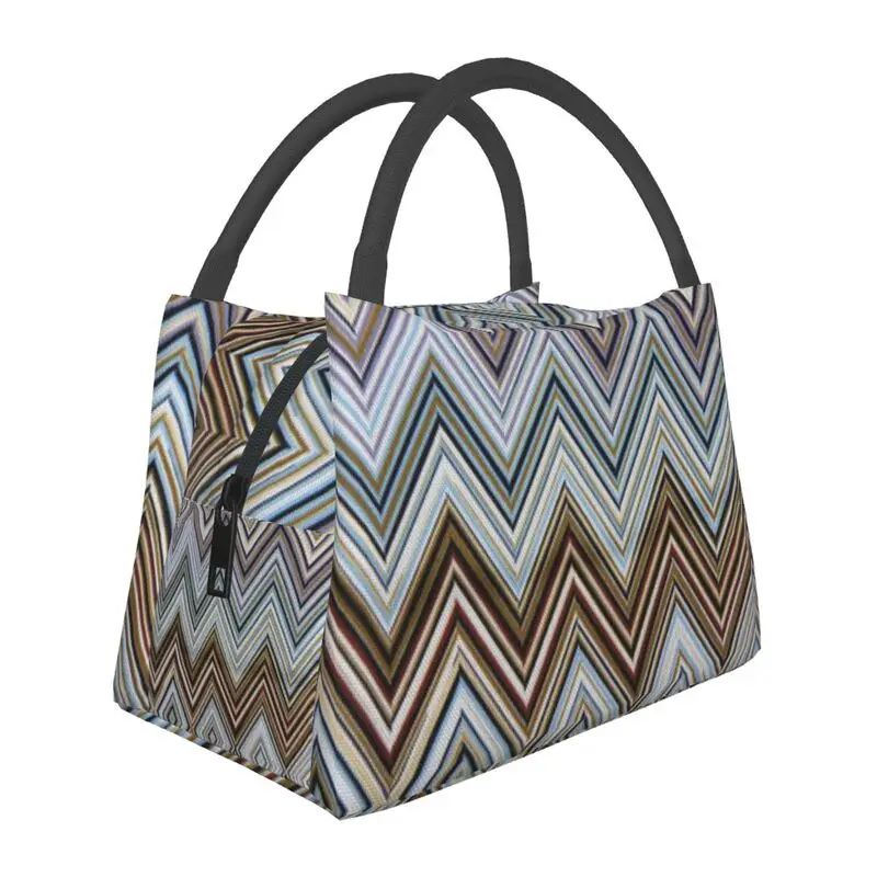 

Bohemian Colorful Chic Zig Zag Lunch Boxes Zigzag Thermal Cooler Food Insulated Lunch Bag Hospital Office Pinic Container