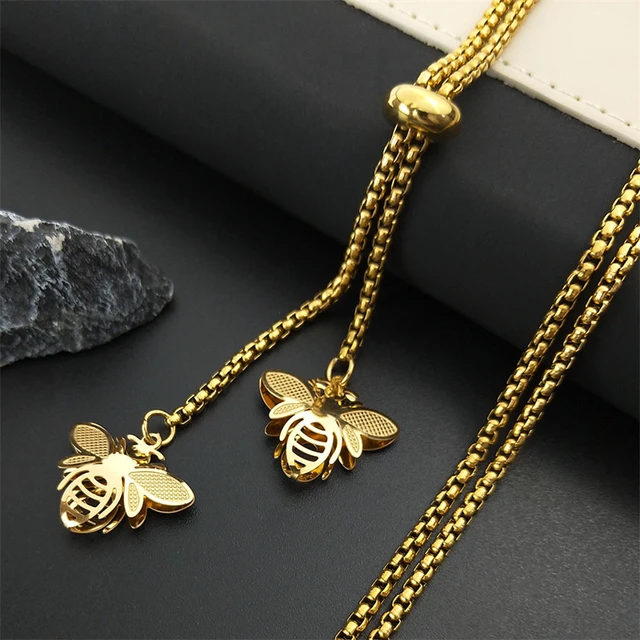 Honey Bee Pendant Statement Necklace