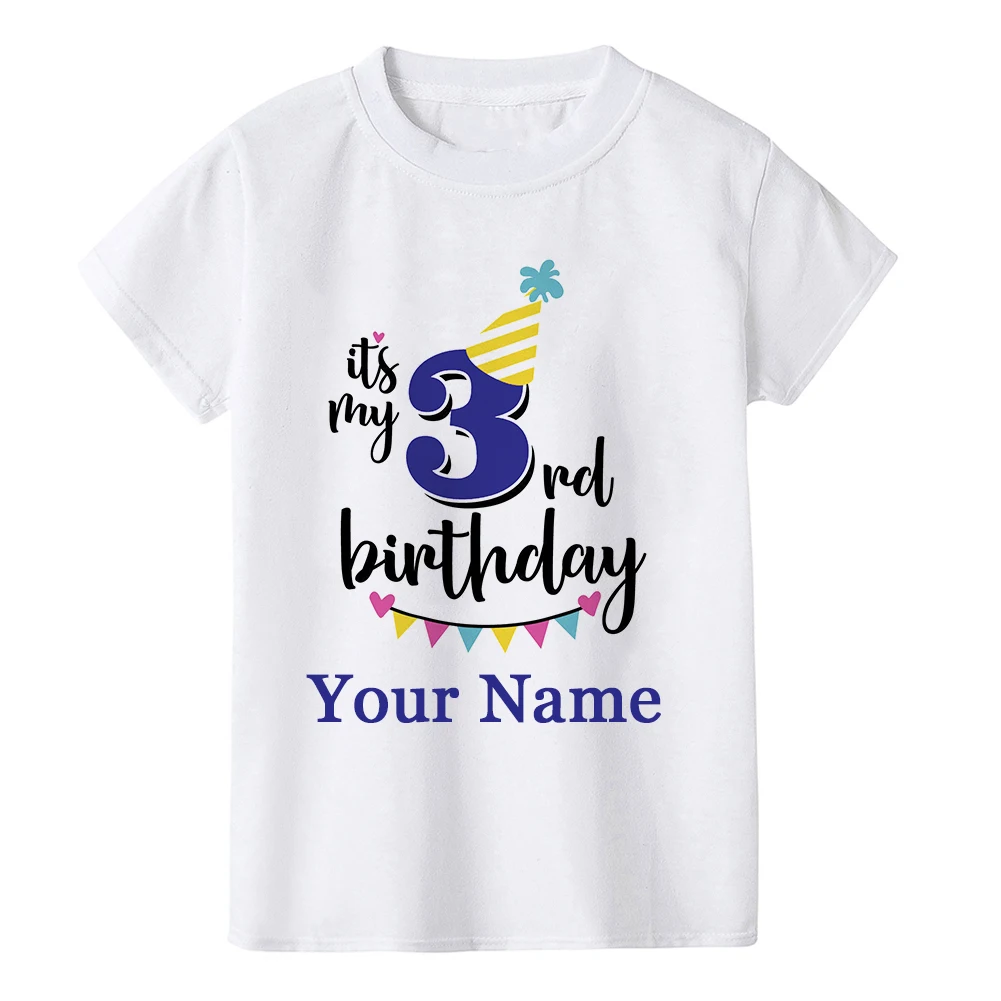 Boy Birthday Number Name Cartoon T Shirt Number 1 2 3 4 5 6 7 8 9 Graphic Kids Clothes Children Birthday T-shirts Funny Gift 3