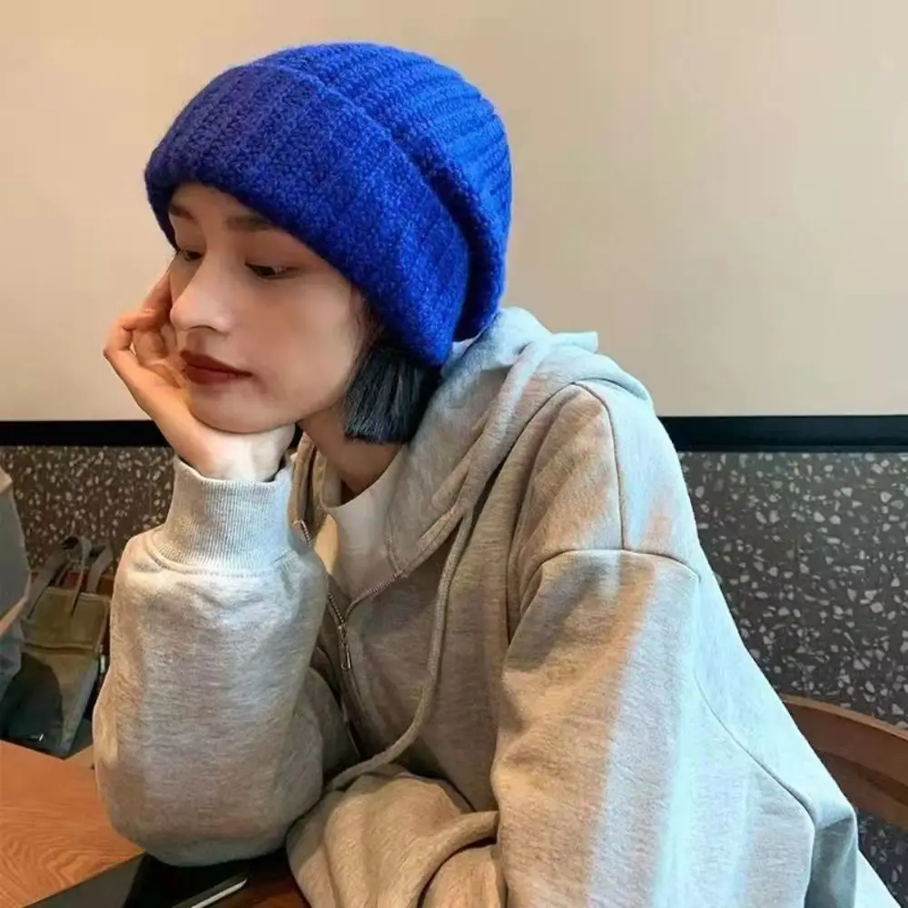 남녀공용 캐주얼 스태킹 니트 보넷 모자, 따뜻한 모자, 단색 힙합, 여성 비니, 2023 겨울