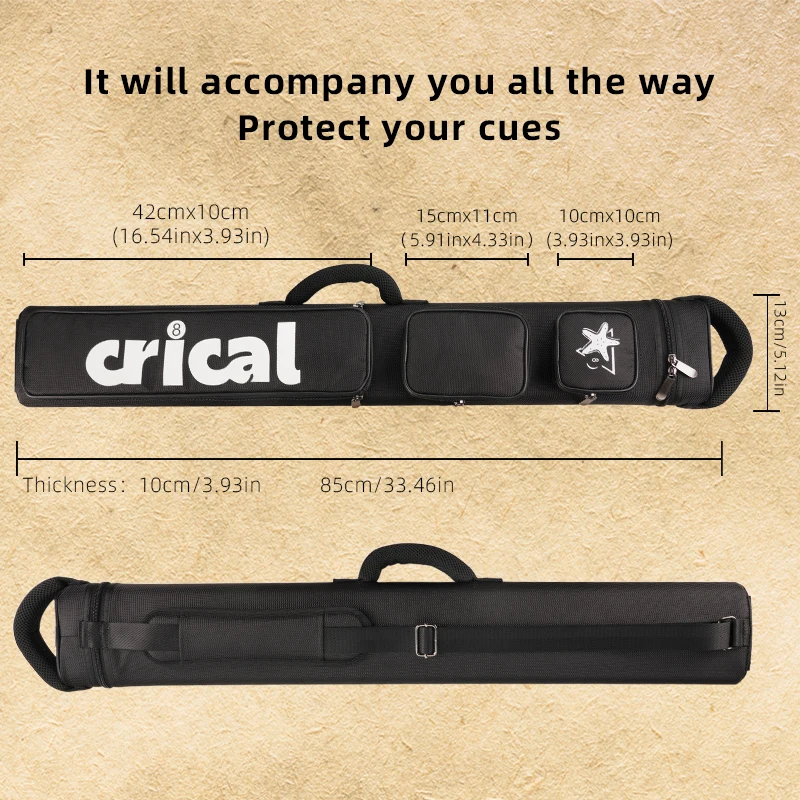 CRICAL Cue Case Bag 2Butts 4Shafts Hard 2x4 Pool Case 86cm Length
