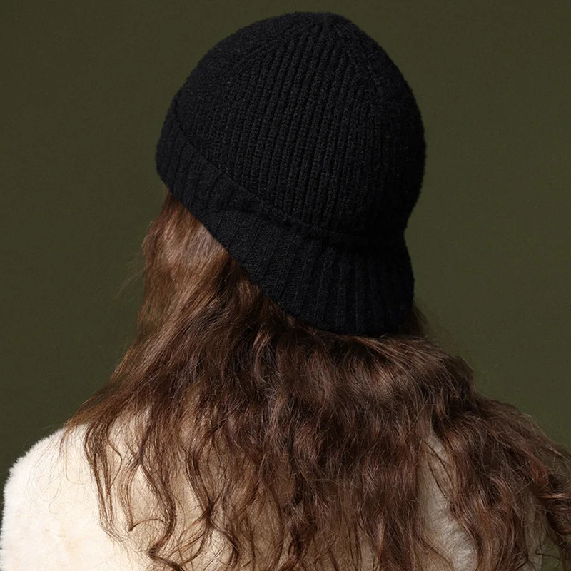 Autumn Winter Knitted Baseball Cap for Women Men Wool Short Brim Visors Fashion Keep Warm Windproof Ear Protection Knit Cold Hat 3