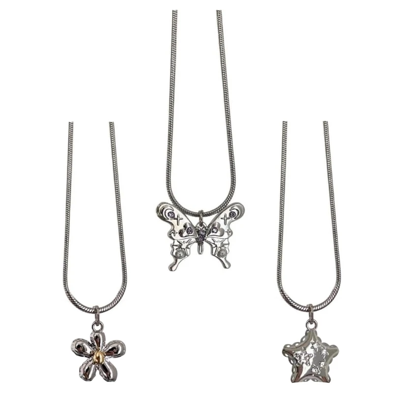 

Butterflies Flowers Star Clavicle Chain Harajuku Campus Simple Snake Chain