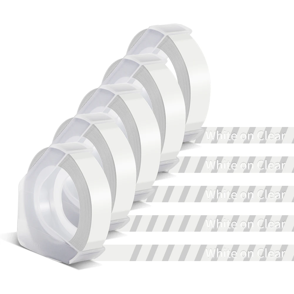 5pcs White on clear