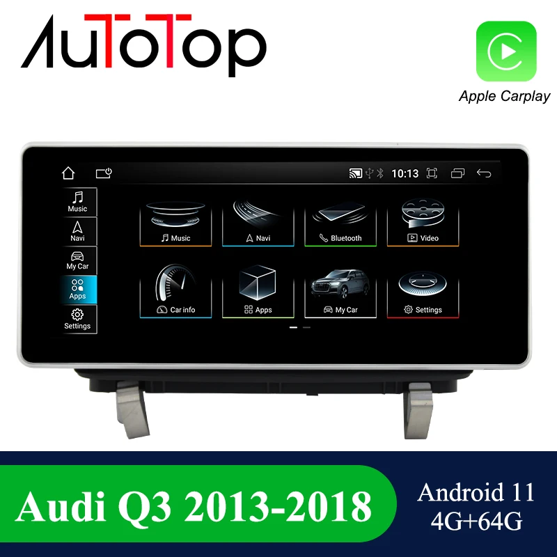 Автомагнитола AUTOTOP 10 25 дюйма Android 11 DVD GPS-навигация для Audi Q3 2011-2018 4 Гб ОЗУ 64 ПЗУ Google
