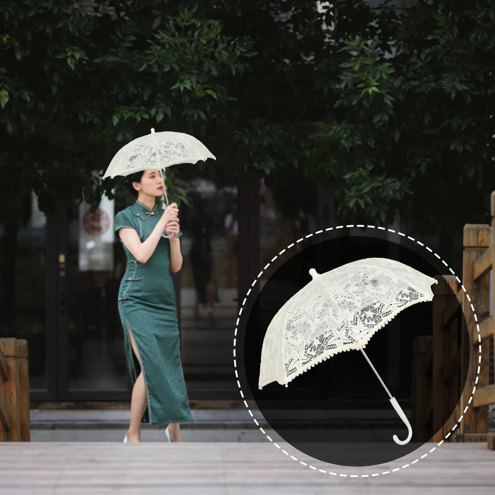 

Handheld Parasol Bride Parasol Dance Lace Umbrella Decoration Wedding Accessories White Princess Wedding Bride Lace Umbrella