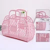 1Pc Large-capacity Bag Hollow Jelly Beach Holiday Portable Tote Reusable Easy To Clean Plastic Bath Basket Toys Storage Basket 1