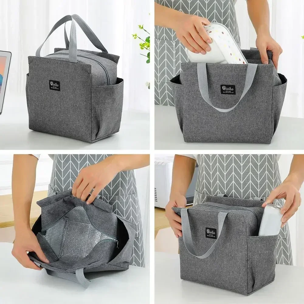 Multifunctional Zipper Thermal Lunch Bags For Women Large Capacity Waterproof Portable Cooler Bag Box Insulated Picnic Food Bag