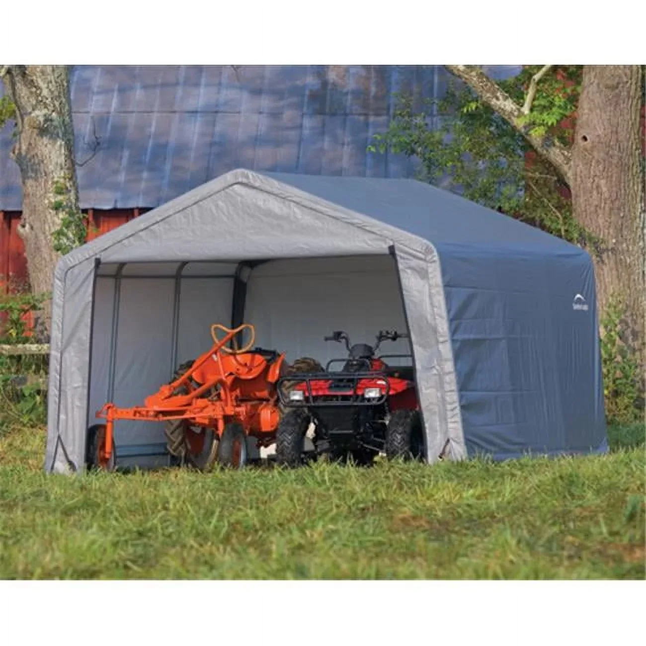 70443 12-12-8 Peak Style Storage Shed 1-.38 in. Frame Grey Cover  carport