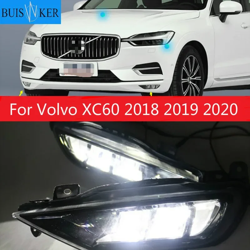 

For Volvo XC60 2018 2019 2020 Dynamic Turn Signal Relay Waterproof Car DRL 12V LED Daytime Running Light Fog Lamp Decoration