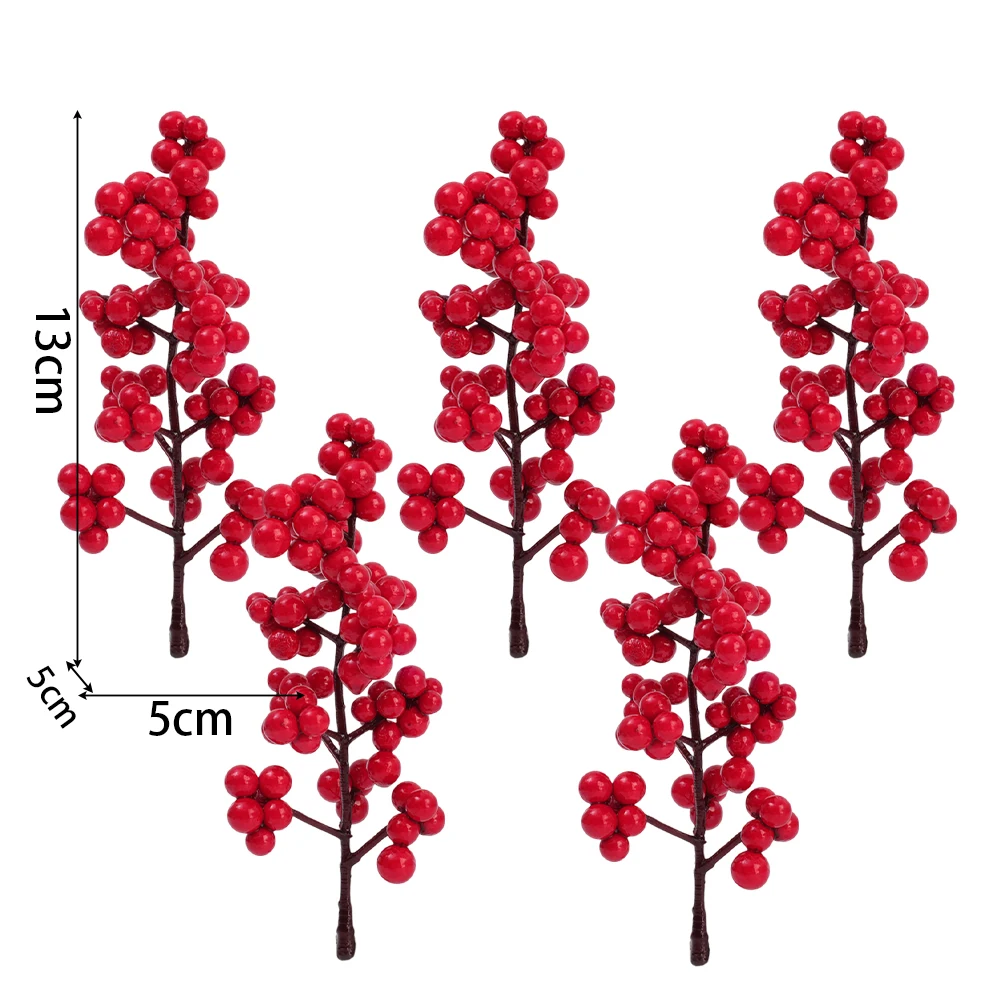 thumbnail image 1 of 5-50 piezas de bayas de acebo artificiales, mini estambres de cereza rojos de simulación, árbol de Navidad colgante, fiesta de Navidad, decoración de Año Nuevo DIY, 1 of 5