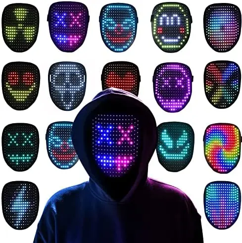 New Halloween Led Mask Gesture Light Mask Face-Change Induction Party Performance Atmosphere Puntelli