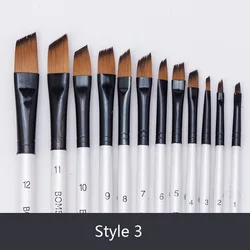 12-Piece Premium Nylon Hair Paint Brush Set with Wooden Handles for Watercolor and Acrylic Painting (Style 3)
