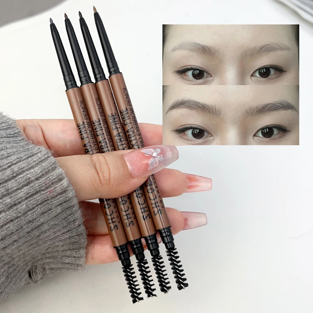 1.5mm Ultra Fine Double-Ended Eyebrow Pencil Waterproof Sweat-proof Long Lasting Eyebrow Pen Professional Eye Makeup for Women 3