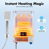 Chauffe-eau électrique instantané, chauffe-eau sans réservoir 6500W avec écran LED, mural avec douchette pour cuisine et salle de bain 2