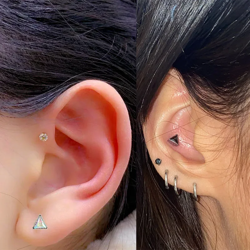 ASTM F136 チタン耳ピアストライアングルジルコニア舗装トップ