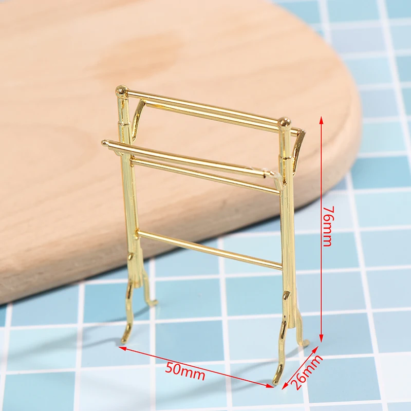 1:12 Metal Free-Standing Hand Towel Drying Rack With 2 Towels For Dollhouse 6