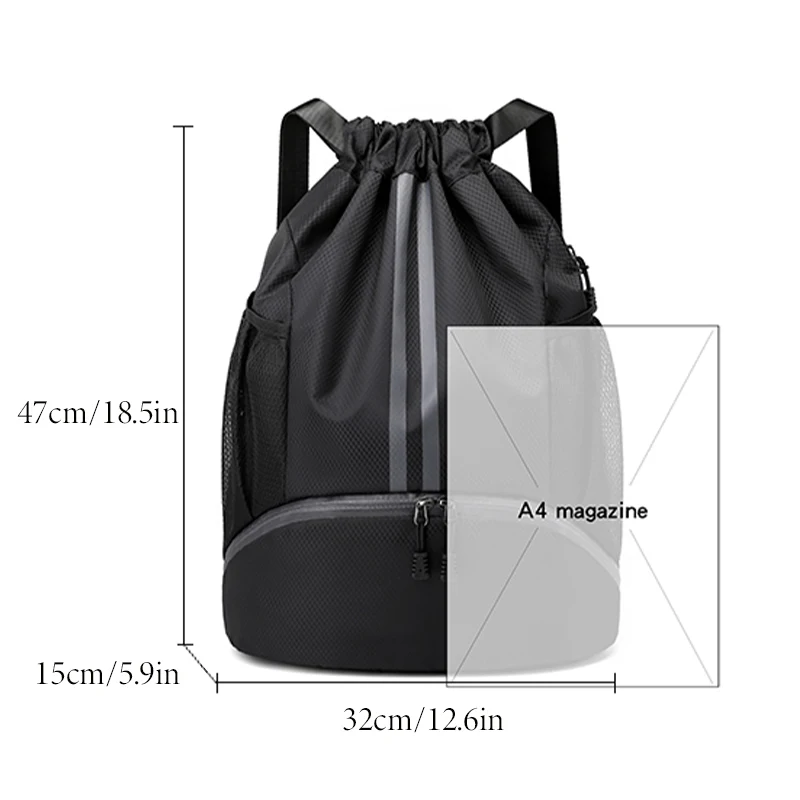 Outdoor Sports Bags for Men Women Sports Drawstring Backpack Large Capacity Gym Bag with Shoes Compartment and Wet Proof Pocket