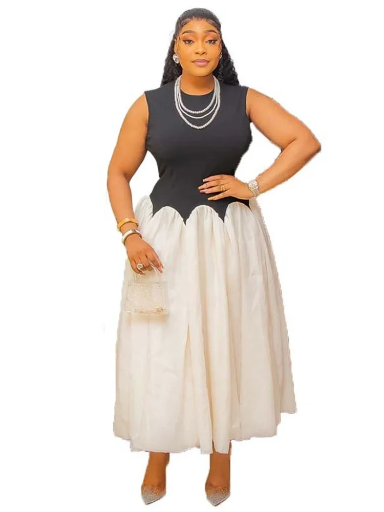 Wmstar Dresses for Womeny Sleeveless Bodycon Stretch Maxi Dresses Sweet Patchwoork Summer Clothes Wholesale Dropshipping 2025