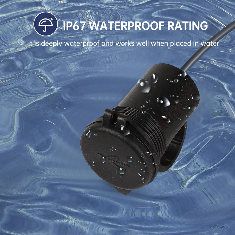 Waterproof Motorcycle Handlebar USB Charger with Power Adapter