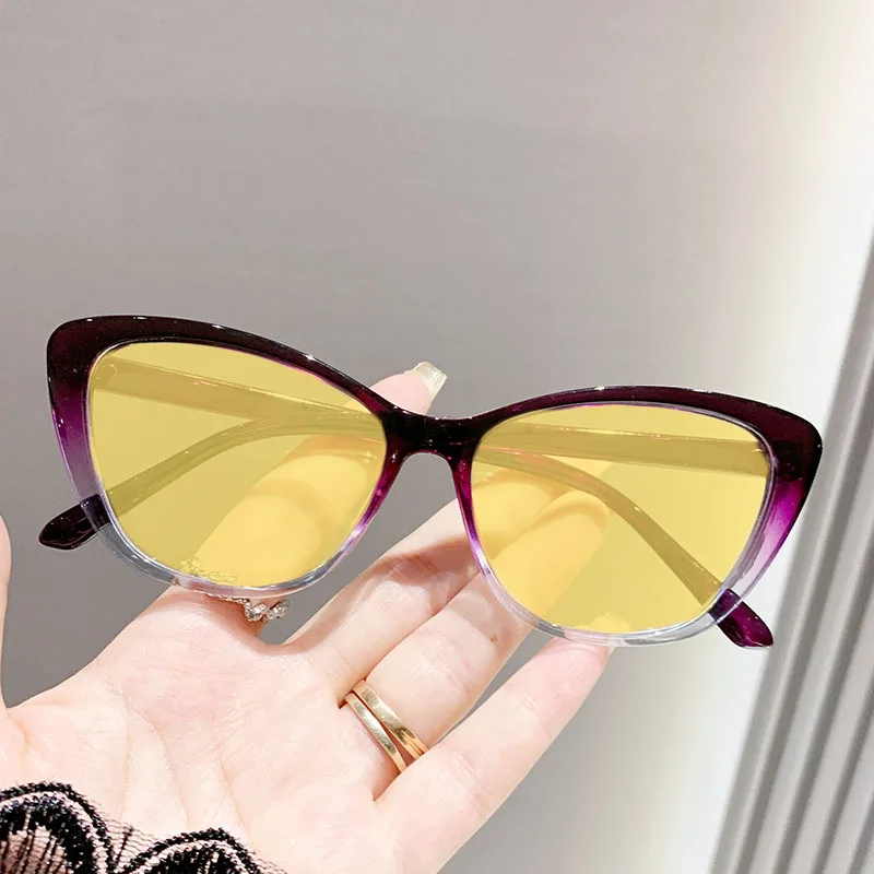 Fashion Night Vision Glasses Men Women Trendy Cat Eye Yellow Lens Myopia Glasses Vintage Near Sight Eyeglasses Driving night vision glasses night vision sunglasses driving sunglasses