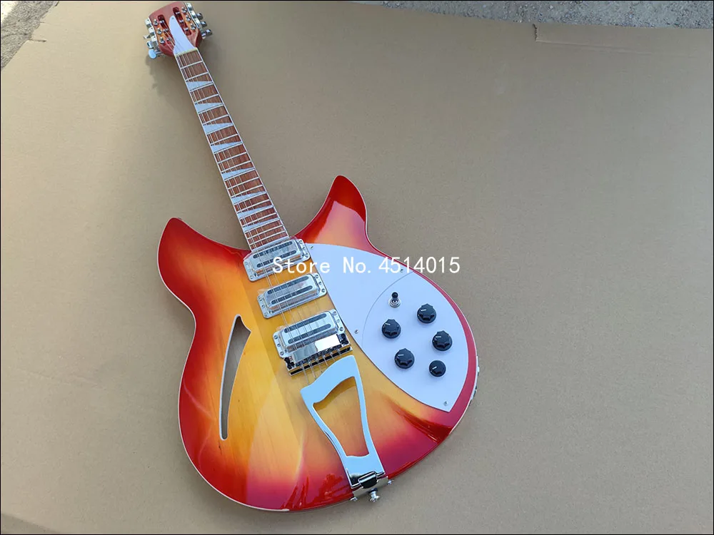 

High-quality 12-string electric guitar, sunset color, semi-hollow guitar, free shipping.