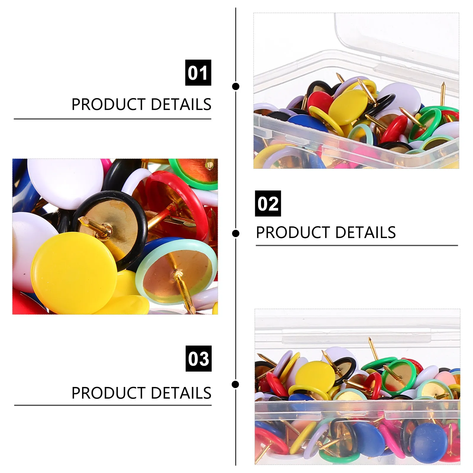 100Pcs 플랫 라운드 헤드 다채로운 엄지 못 플라스틱 푸시 핀 DIY 액세서리 사무실 학교 게시판 플라스틱 푸시 핀