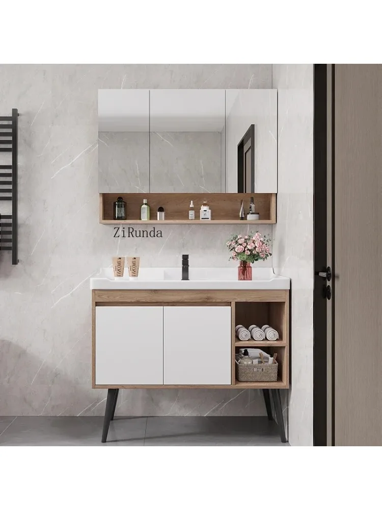 ic Luxury Bathroom Cabinets Multifunction Vanity with Sink Mirror Cabinets with Lamp Simple Home Furniture Arredo