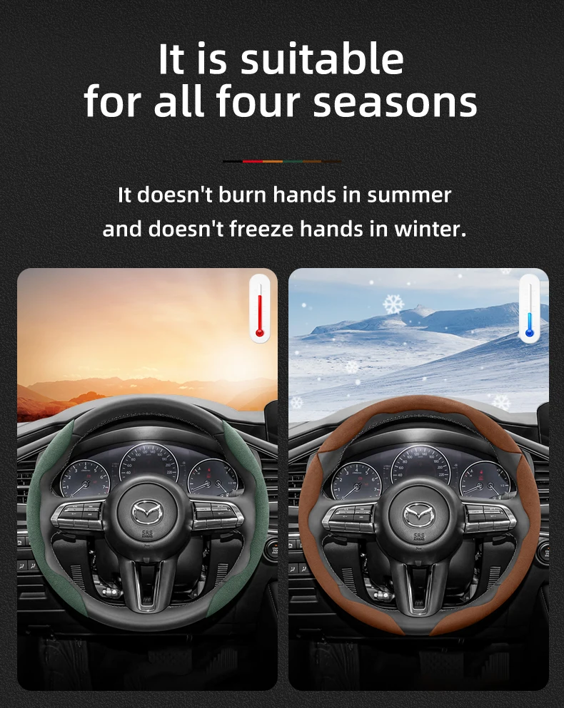 Passend für Mazda. Anti-Rutsch-Schnalle, segmentierte Wildleder-Lenkradabdeckung, geeignet für 3 Cx5 6 2 Cx30 Cx3 6Gh 3Bk 6Gg 6 кол 3Bm 3Bl Cx-5 Cx7 Cx50 6Gj Bt50 3Sport Cx60 Ez6 323 Mx5Nd Cx80 – Detail 5