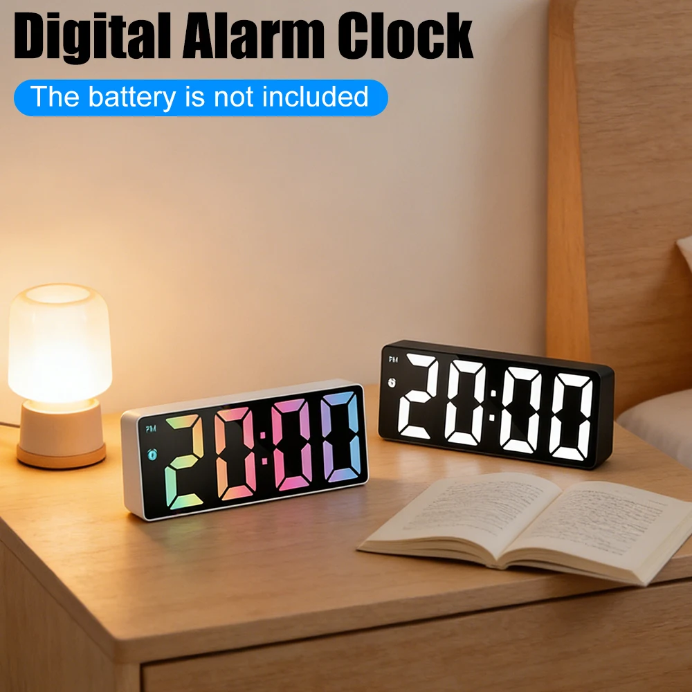 LED Display Digital Alarm Clock with Date, Temperature, and Snooze Features