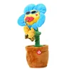 kids toys Singing And Dancing Cactus Sun Flower Toy Simulation Sunflower Dancing Playing Saxophone Bluetooth Musical Plush Toy 6