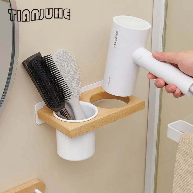 Hair Tool Organizer Wall Mount Holde Blow Dryer Holder,Hair Product Organizer Wooden Storage for Hair Dryer